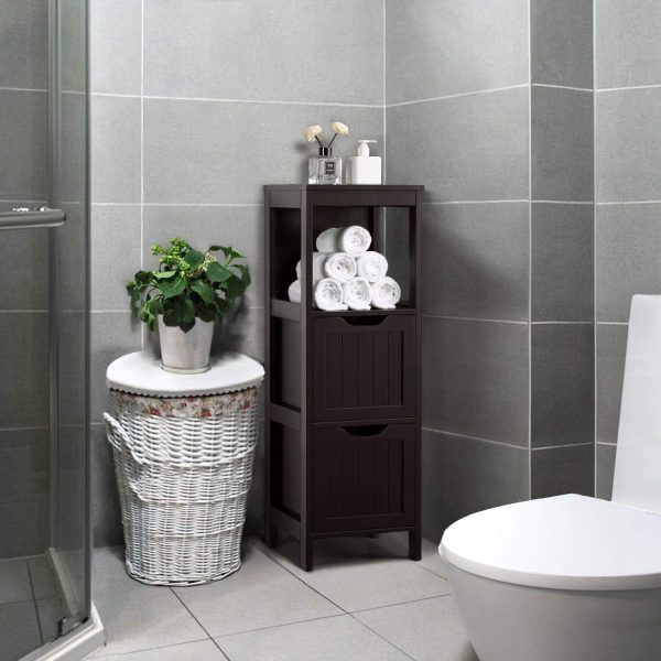 Bathroom Floor ,  Storage  with 2 Drawers and 1 Shelf, Multifunctional Side Organizer Rack Stand Table, D11.8xW11.8xH35 Inches - Image 8