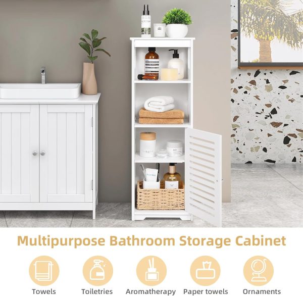 Small Bathroom Storage , White Floor Standing Storage  Home Storage Furniture Shelf,Suitable for Toilet Bedroom Kitchen Living Room (D/PJ) - Image 5