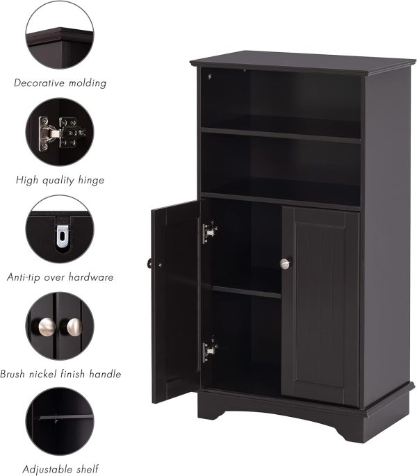 Bathroom Storage , Floor Wood  with Doors and Adjustable Shelves, Freestanding Storage  Organizer for Bathroom, Entryway, Living Room () - Image 6