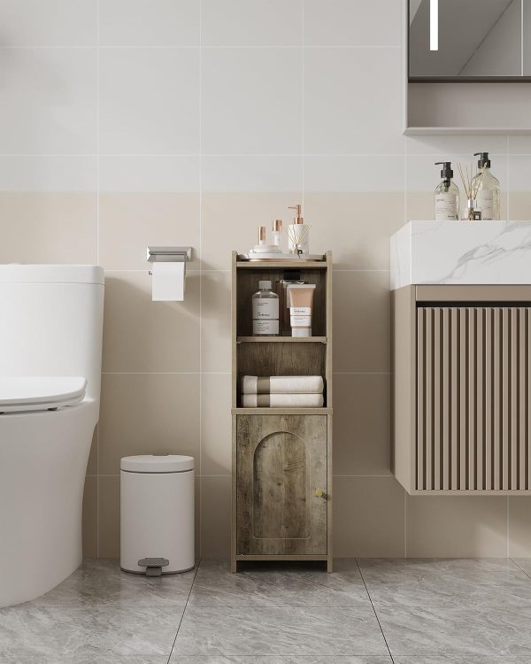 Bathroom Storage , Corner Floor  with Doors and Adjustable Shelf,  Toilet Paper , Bathroom Organizer for Small Spaces, Greige BC39705X