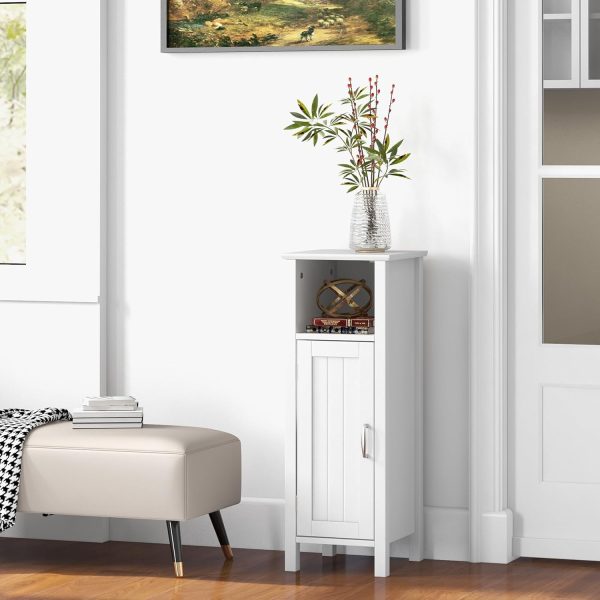 Bathroom Storage  - Corner Unit with Open Compartment, Adjustable Shelf, Anti-toppling Device, Freestanding Small Storage Organizer for Living Room, Floor  (White) - Image 8