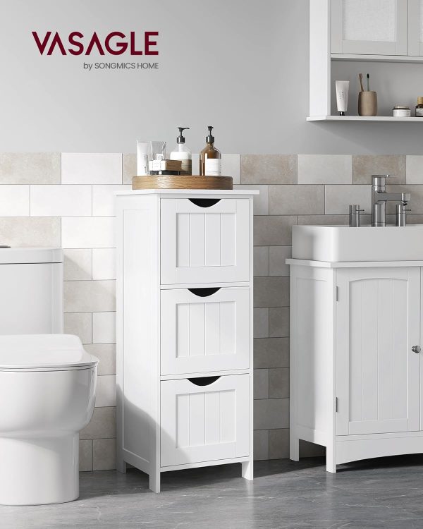 Bathroom Floor , Free-Standing Storage  with 3 Drawers, 11.8 x 12.6 x 31.9 Inches, for Bathroom, Living Room, Kitchen, Modern Style, Matte White UBBC50WT - Image 2