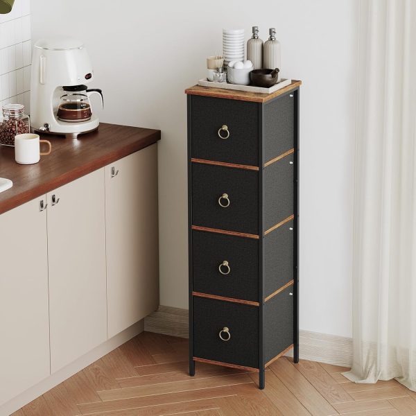 Bathroom Storage , Corner Bathroom Storage Floor , Fabric Storage Organizer, 4 Drawers FreeStanding  for Bathroom/Hallway/Living Room, Rustic Brown and Black BF114CW01 - Image 8