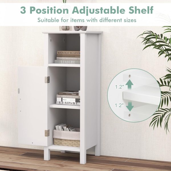 Bathroom Storage  - Corner Unit with Open Compartment, Adjustable Shelf, Anti-toppling Device, Freestanding Small Storage Organizer for Living Room, Floor  (White) - Image 4