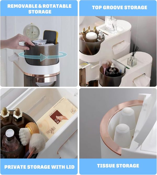 3-Tiers Slim Bathroom Storage , Waterproof  Floor  with Tissue Box and Wheels, Skinny Storage Organizer with Drawers for Small Spaces, Bathroom, Kitchen, Bedroom, 6.7?? - Image 6
