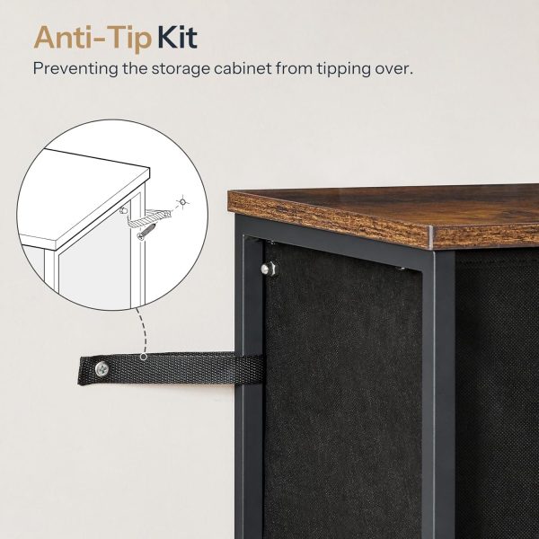 Bathroom Storage , Corner Bathroom Storage Floor , Fabric Storage Organizer, 4 Drawers FreeStanding  for Bathroom/Hallway/Living Room, Rustic Brown and Black BF114CW01 - Image 6