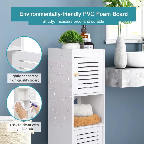 Bathroom s, Small Bathroom Storage Units with Open Storage Shelf, Free-Standing Floor s, Corner Organizer Cupboard for Bedroom Kitchen Hallway, White. - Image 6