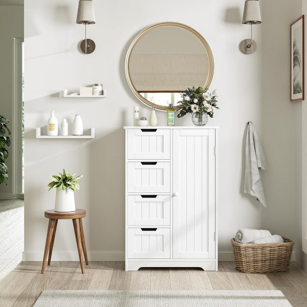 Bathroom Storage , Small Kitchen Pantry Storage  with Drawers, Pantry  Storage Cupboard with Adjustable Shelf for Bathroom, Living Room, Dining Room, White - Image 4