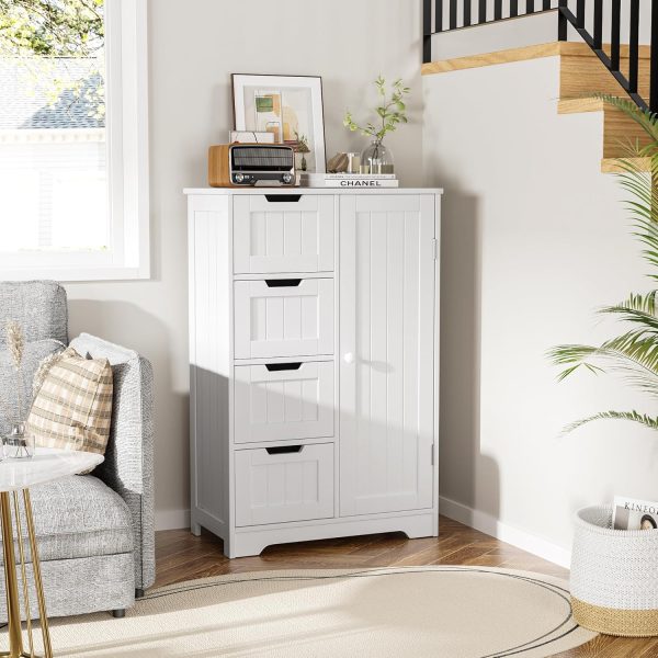 Bathroom Storage , Small Kitchen Pantry Storage  with Drawers, Pantry  Storage Cupboard with Adjustable Shelf for Bathroom, Living Room, Dining Room, White - Image 6