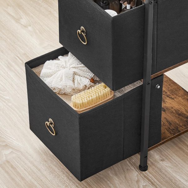 Bathroom Storage , Corner Bathroom Storage Floor , Fabric Storage Organizer, 4 Drawers FreeStanding  for Bathroom/Hallway/Living Room, Rustic Brown and Black BF114CW01 - Image 9