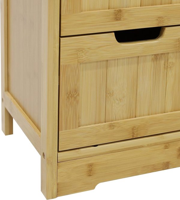 Small Storage  Bamboo with 4 Drawers and 1 Cupboard, Freestanding Compact Floor  Bamboo for Entryway and Bathroom, Natural - Image 8