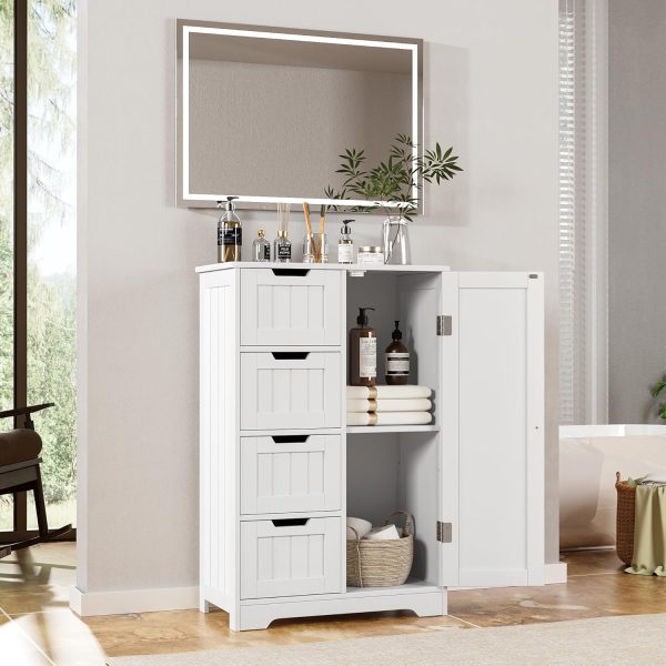 Bathroom Storage , Small Kitchen Pantry Storage  with Drawers, Pantry  Storage Cupboard with Adjustable Shelf for Bathroom, Living Room, Dining Room, White - Image 5