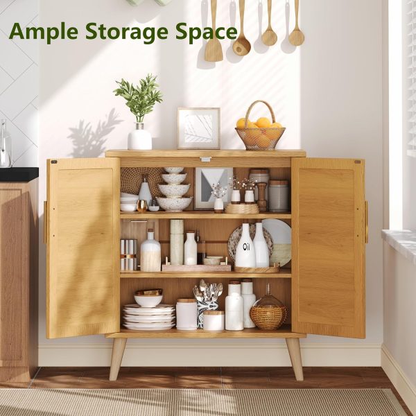 Storage  with Adjustable Shelf, Bathroom Floor  with 2 Doors, Freestanding Sideboard , Accent  for Living Room, Entryway, Natural KES010MCWG - Image 4
