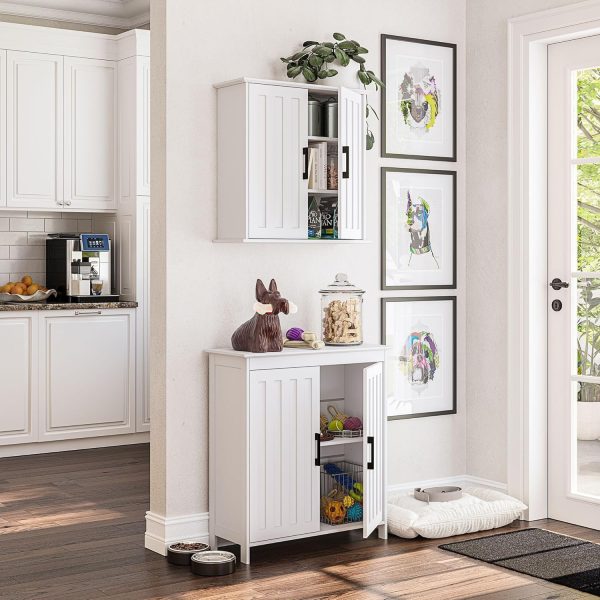 Two-Door Floor Storage  - Bathroom Storage  with Adjustable Shelves - Soft-Close  Doors White Finish with Matte Black Handles - Image 9