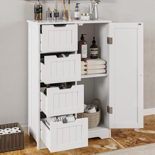 Bathroom Storage , Small Kitchen Pantry Storage  with Drawers, Pantry  Storage Cupboard with Adjustable Shelf for Bathroom, Living Room, Dining Room, White - Image 3