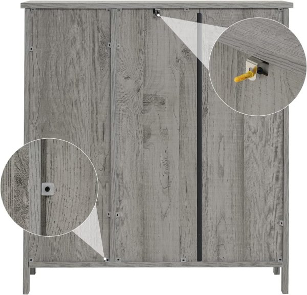 Storage , Bathroom  with Drawer, Coffee Bar  with Doors and Shelves, Freestanding Cupboard for Living Room, Grey - Image 8