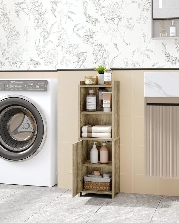 Bathroom Storage , Corner Floor  with Doors and Adjustable Shelf,  Toilet Paper , Bathroom Organizer for Small Spaces, Greige BC39705X - Image 3