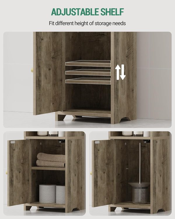 Bathroom Storage , Corner Floor  with Doors and Adjustable Shelf,  Toilet Paper , Bathroom Organizer for Small Spaces, Greige BC39705X - Image 5