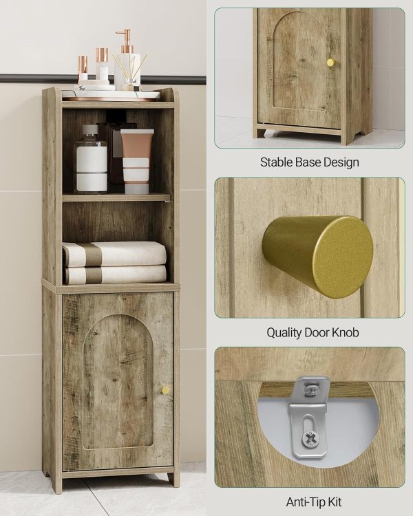 Bathroom Storage , Corner Floor  with Doors and Adjustable Shelf,  Toilet Paper , Bathroom Organizer for Small Spaces, Greige BC39705X - Image 4