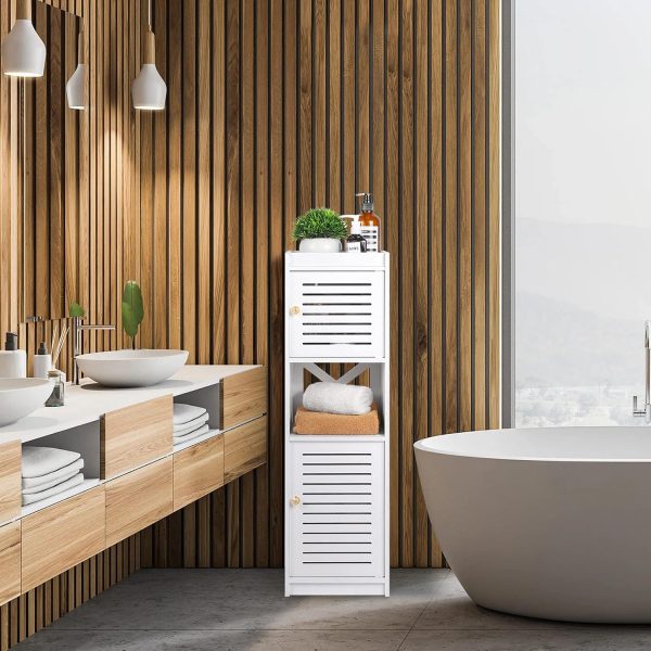 Bathroom s, Small Bathroom Storage Units with Open Storage Shelf, Free-Standing Floor s, Corner Organizer Cupboard for Bedroom Kitchen Hallway, White. - Image 5