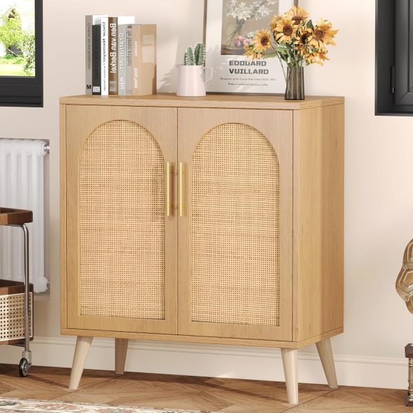 Storage  with Adjustable Shelf, Bathroom Floor  with 2 Doors, Freestanding Sideboard , Accent  for Living Room, Entryway, Natural KES010MCWG - Image 6