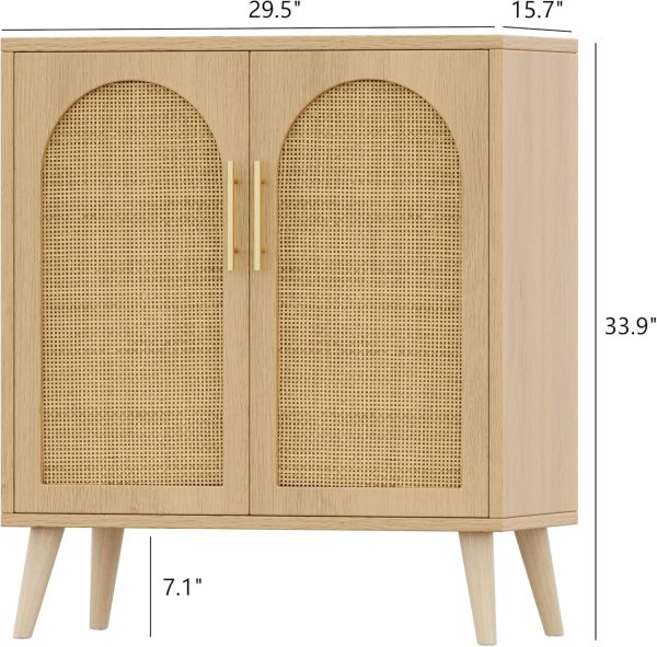 Storage  with Adjustable Shelf, Bathroom Floor  with 2 Doors, Freestanding Sideboard , Accent  for Living Room, Entryway, Natural KES010MCWG - Image 2