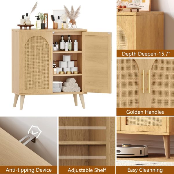Storage  with Adjustable Shelf, Bathroom Floor  with 2 Doors, Freestanding Sideboard , Accent  for Living Room, Entryway, Natural KES010MCWG - Image 5