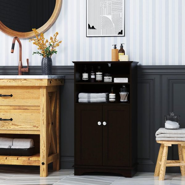 Bathroom Storage , Floor Wood  with Doors and Adjustable Shelves, Freestanding Storage  Organizer for Bathroom, Entryway, Living Room () - Image 7